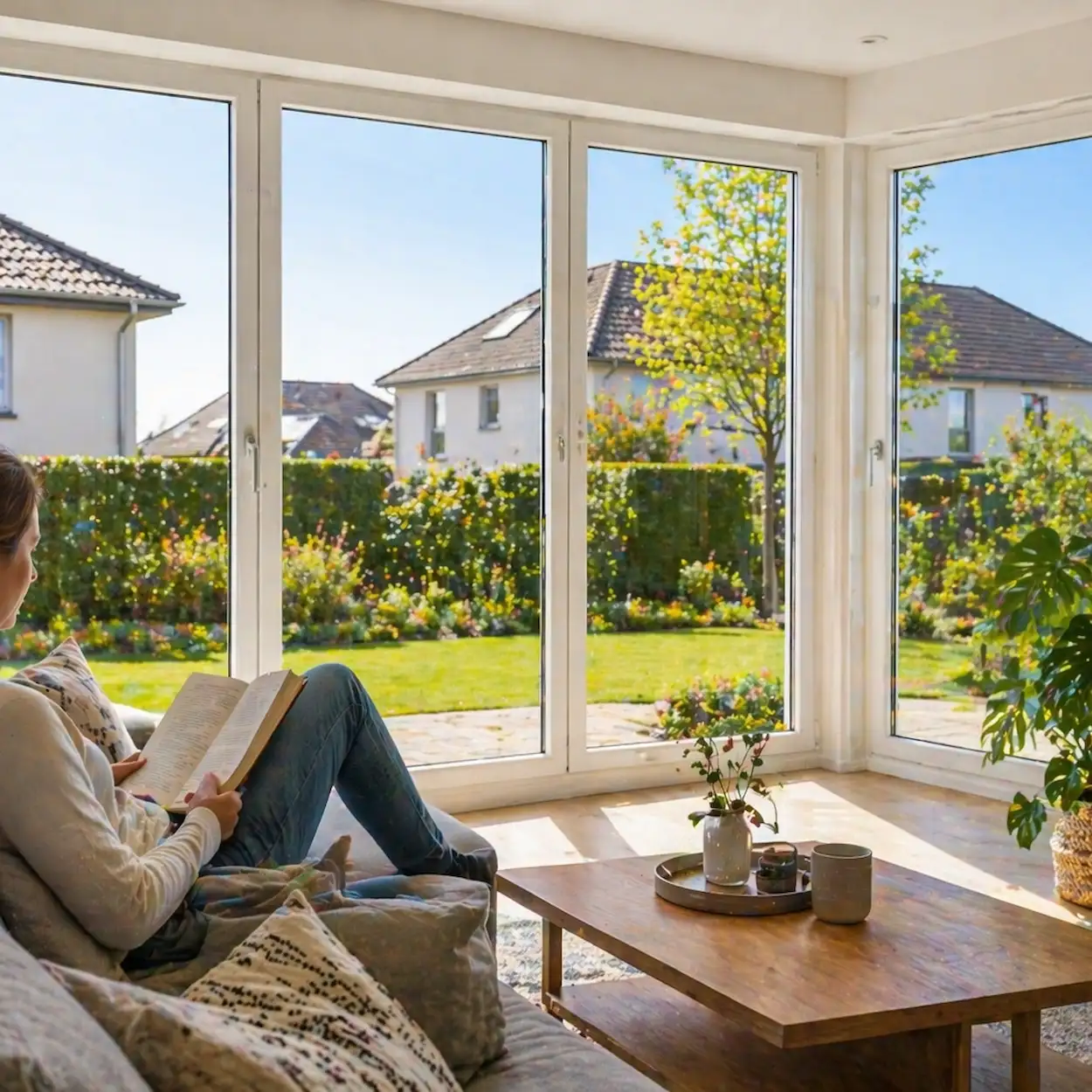 Fensterwand im Wohnzimmer in Mörfelden Walldorf