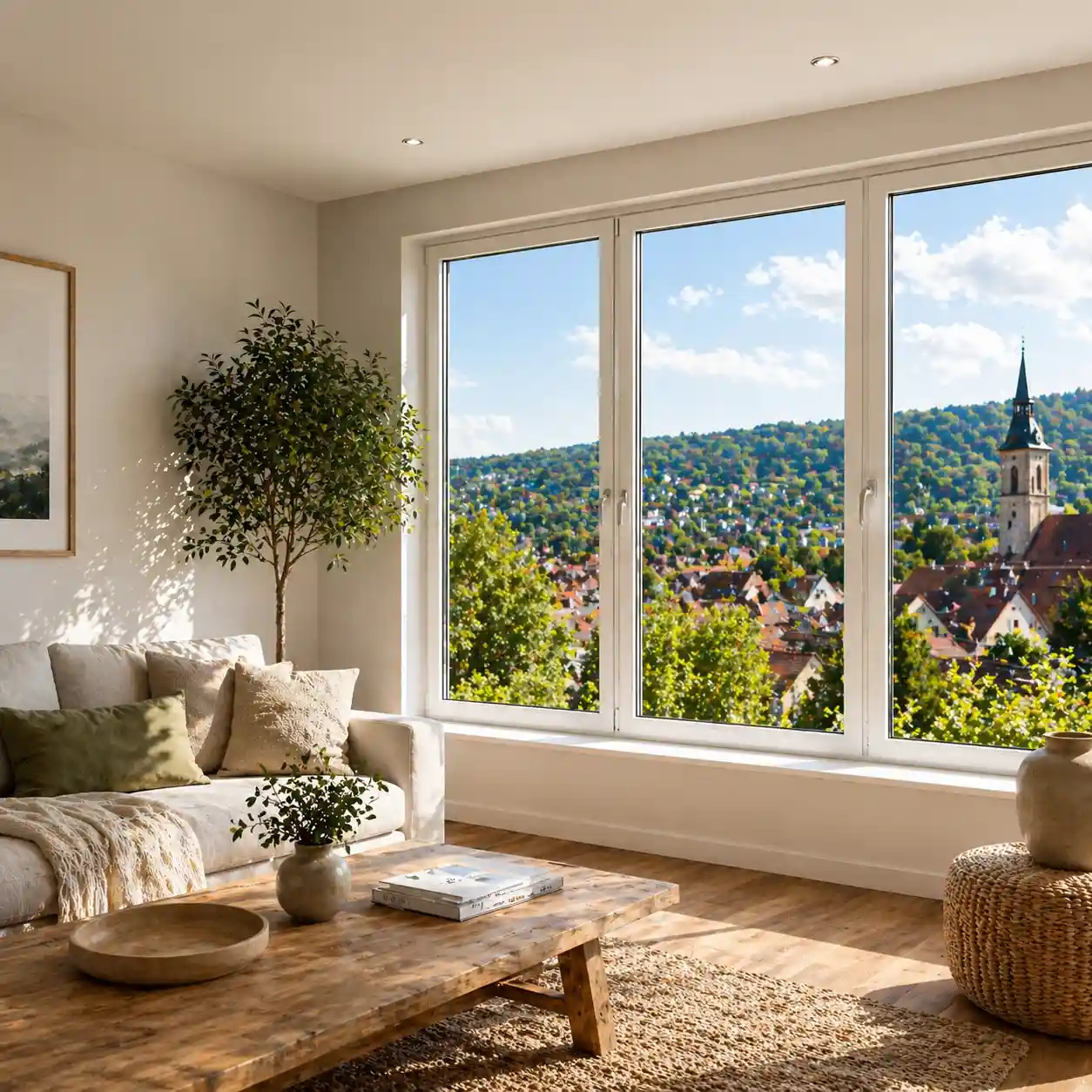 Wohnzimmer mit Blick auf Heppenheim