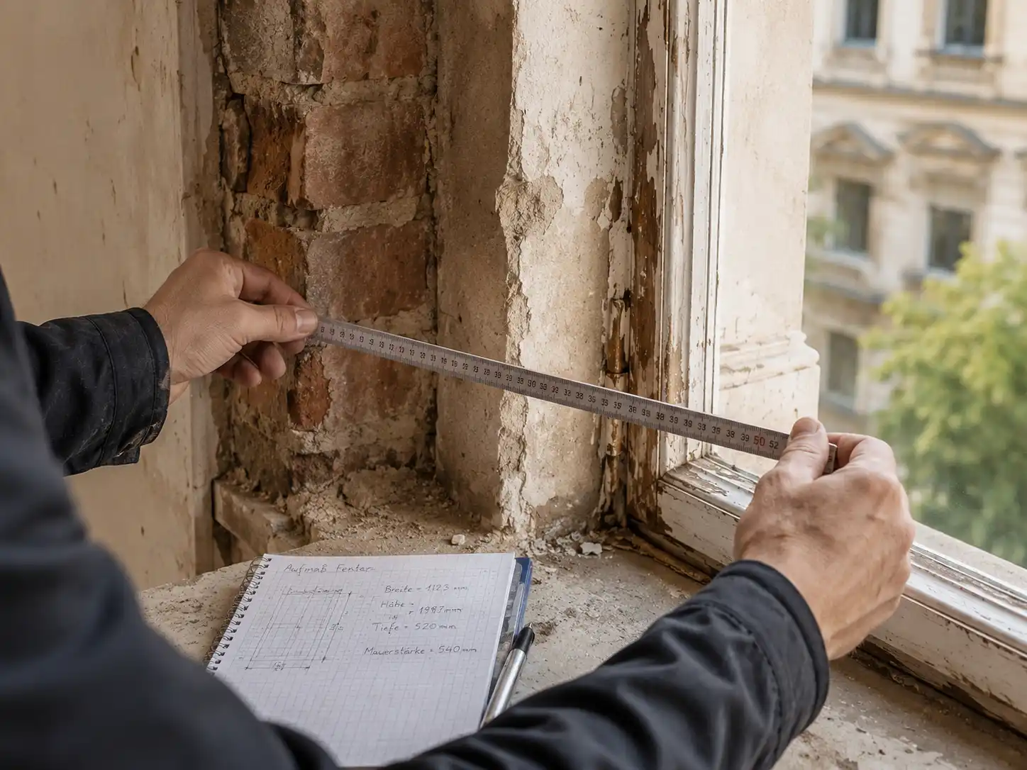 Millimetergenaues Aufmaß für neue Altbau-Fenster