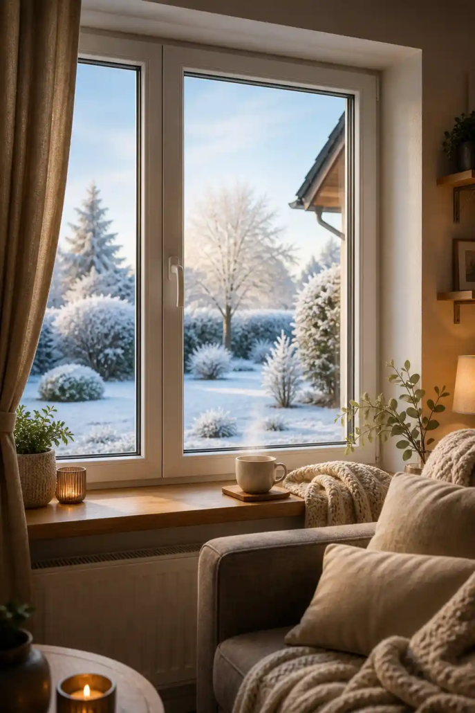 Fenster in Dieburg mit Dreifachverglasung im Winter