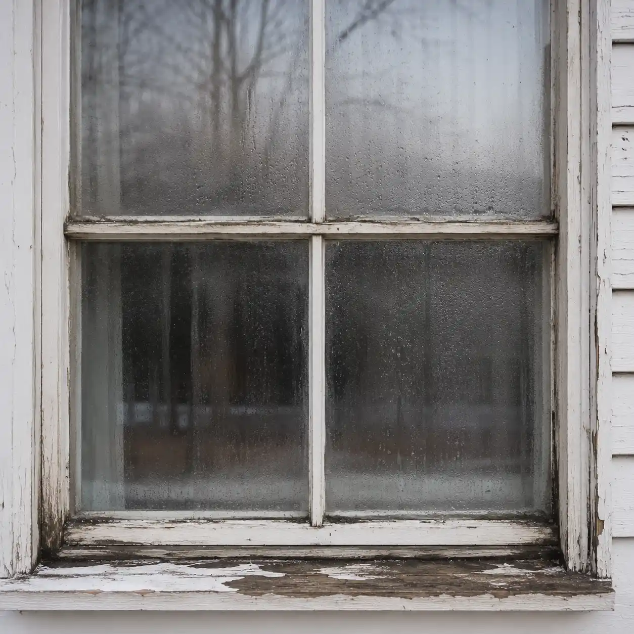 Altes Fenster mit deutlichen Anzeichen für eine notwendige Fenster Renovierung
