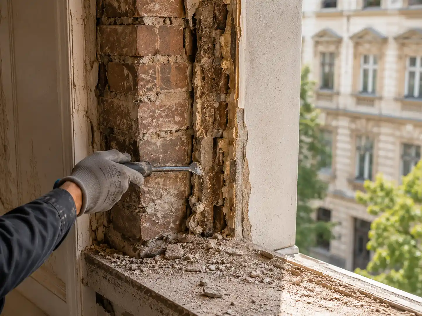 Vorbereitung der Fensterlaibung im Altbau