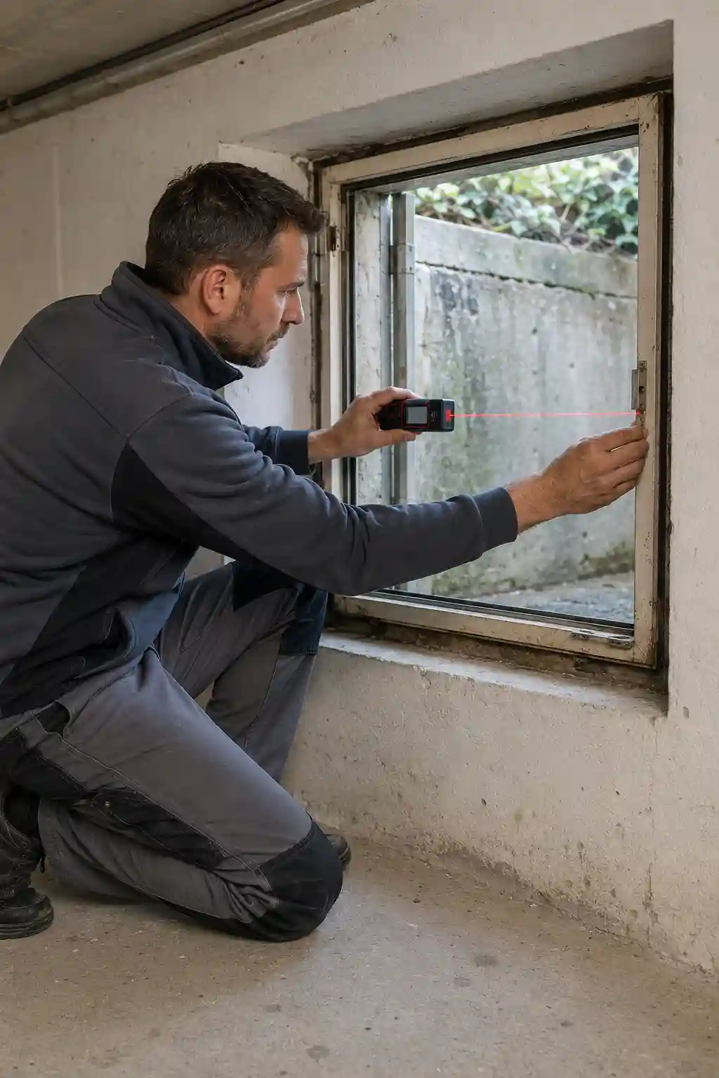 Aufmaß für Kellerfenster Einbau bei ecowindow