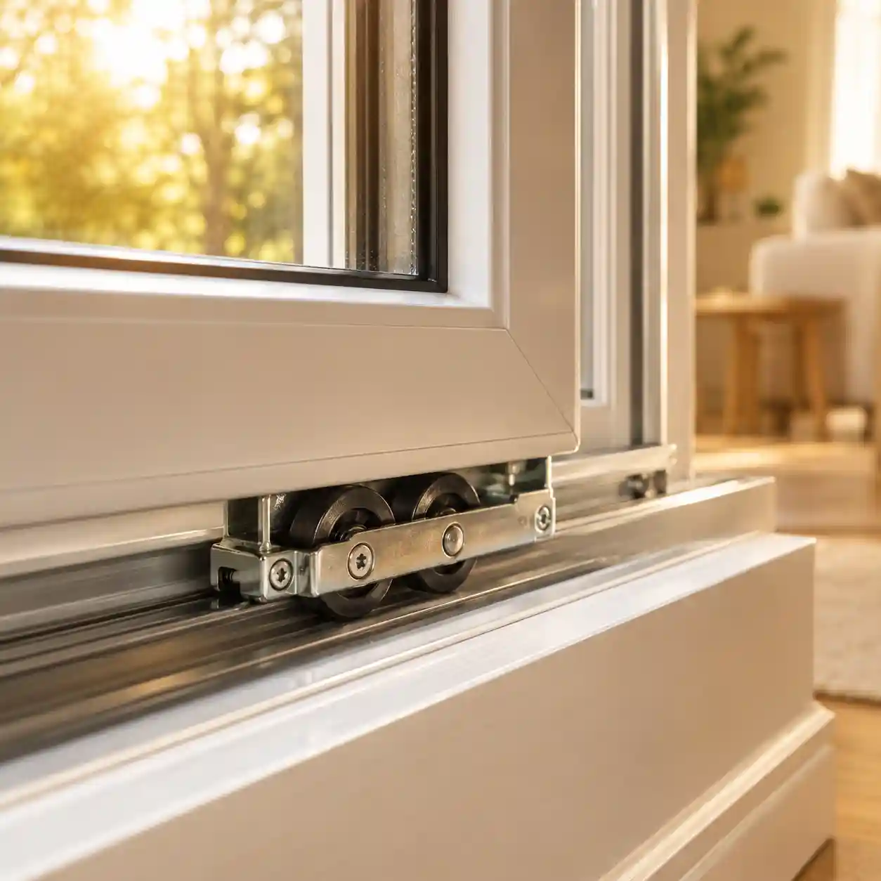 Tandemrolle als Beschlagteil für Schiebefenster bei ecowindow