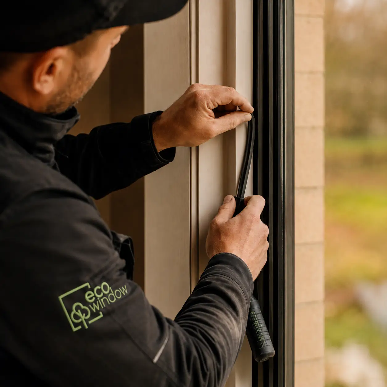 ecowindow Fenstermonteur ecowindow Fenstermonteur - Fenstermonteur montiert Fenster
