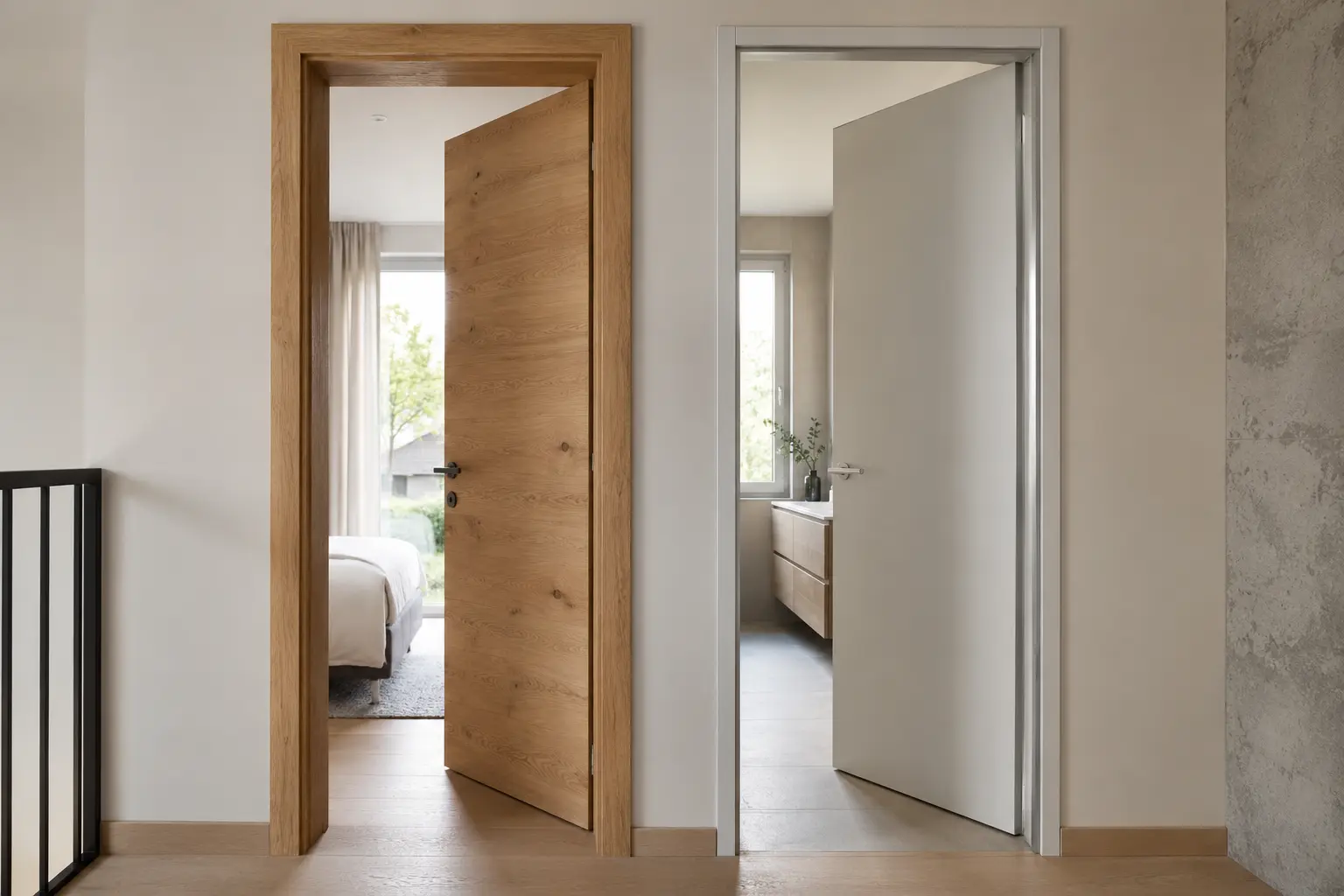 Türzarge Stahl und Holz Detail ecowindow