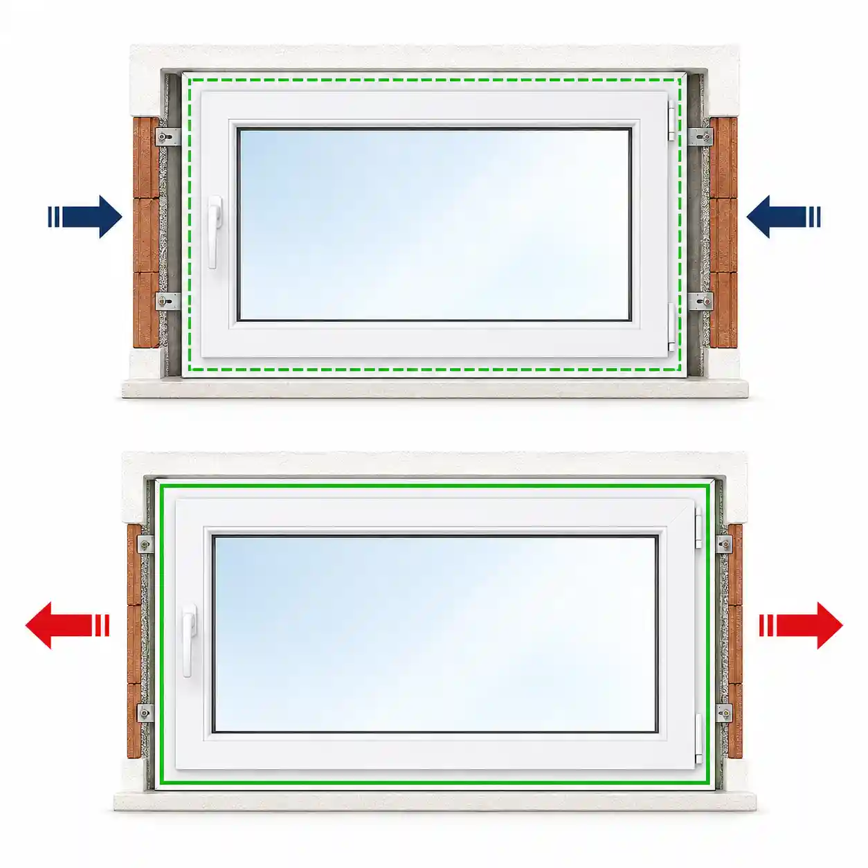Schema Fenster in Dämmebene Montagezarge WDVS befestigen ecowindow
