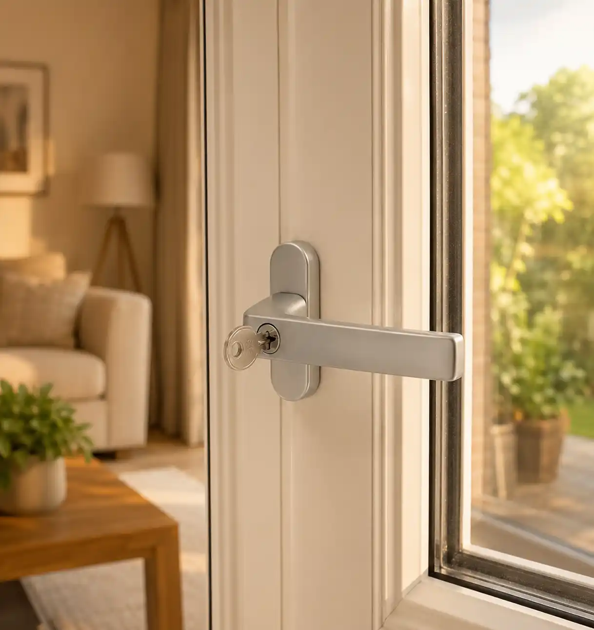 Abschließbarer Fenstergriff als Sicherheitsbeschlag bei ecowindow