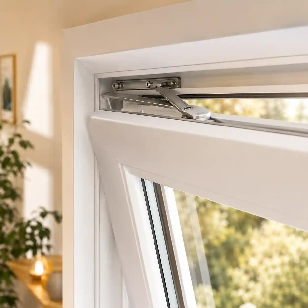 Scherenlager des Fensterbeschlags bei ecowindow