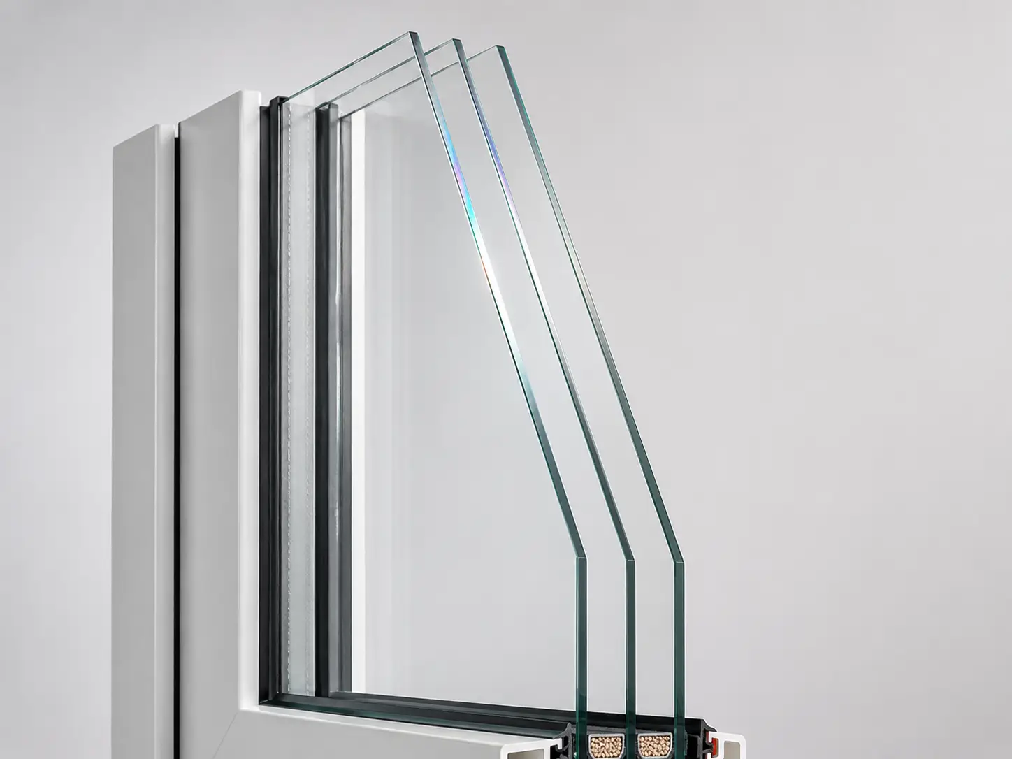 Schnittansicht Selektivglas Sonnenschutzverglasung mit unsichtbarer Silberbeschichtung, ecowindow
