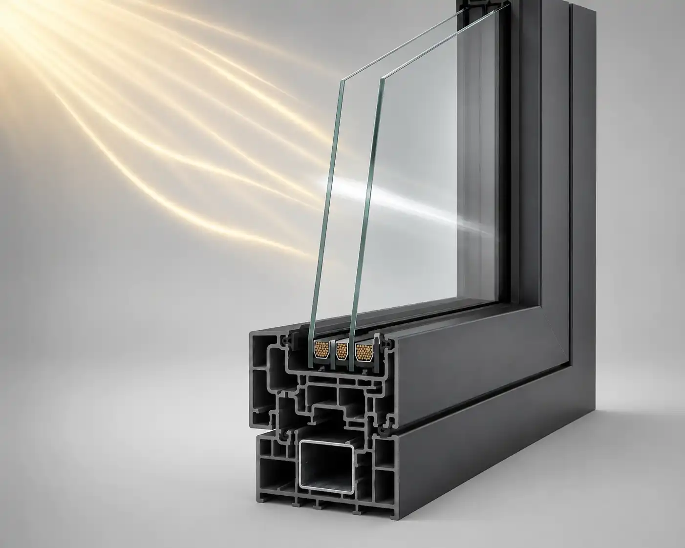 Sonnenschutzglas Physik und Beschichtung Detailansicht, ecowindow