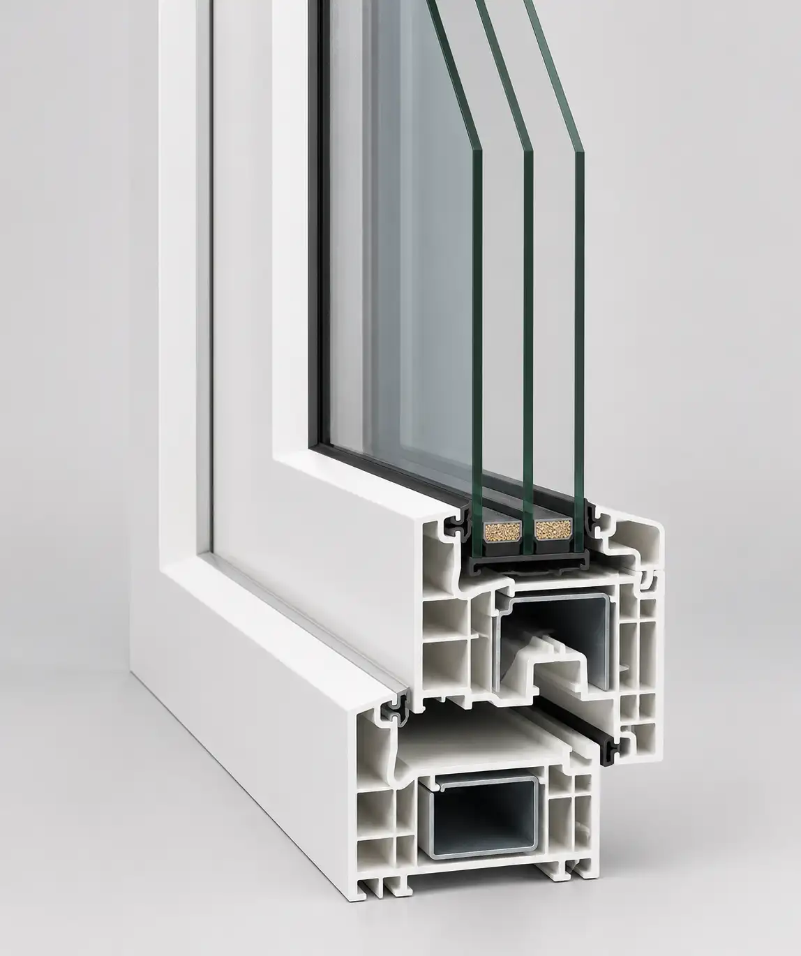 Rehau Profilschnitt Kunststofffenster mit Sonnenschutzverglasung, ecowindow