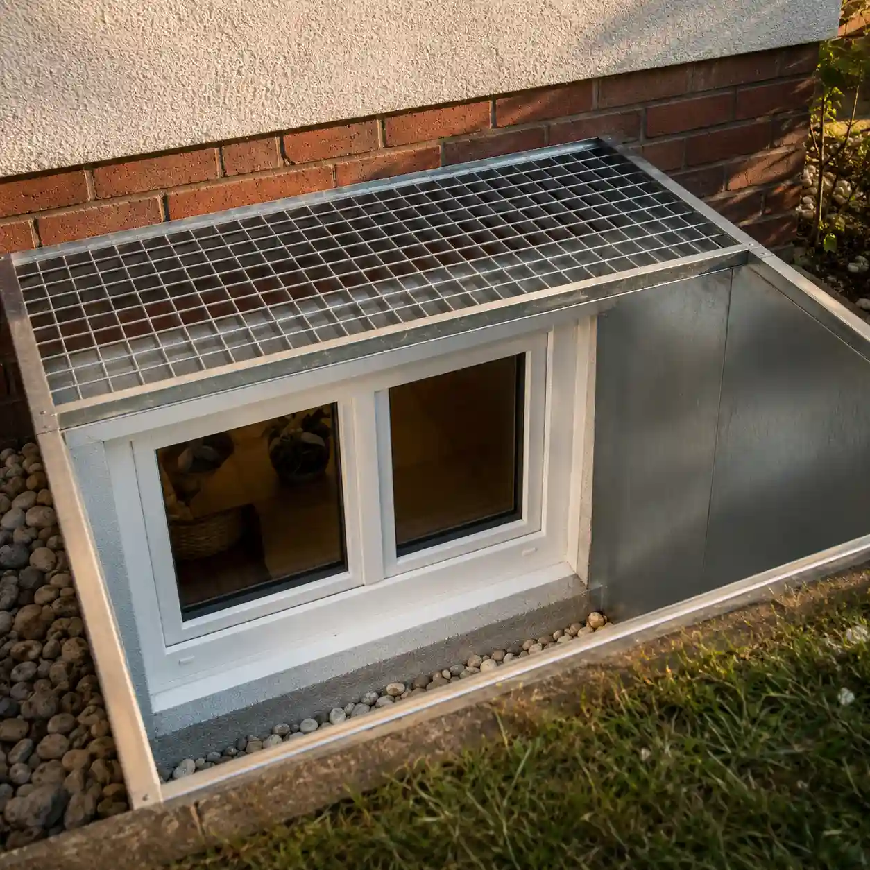 Einbau Kellerfenster im Lichtschacht-Übergang von ecowindow