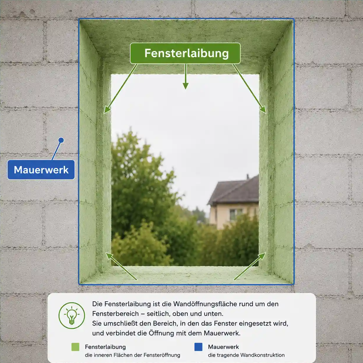 Fensterlaibung einfach visualisiert im Bauwerk