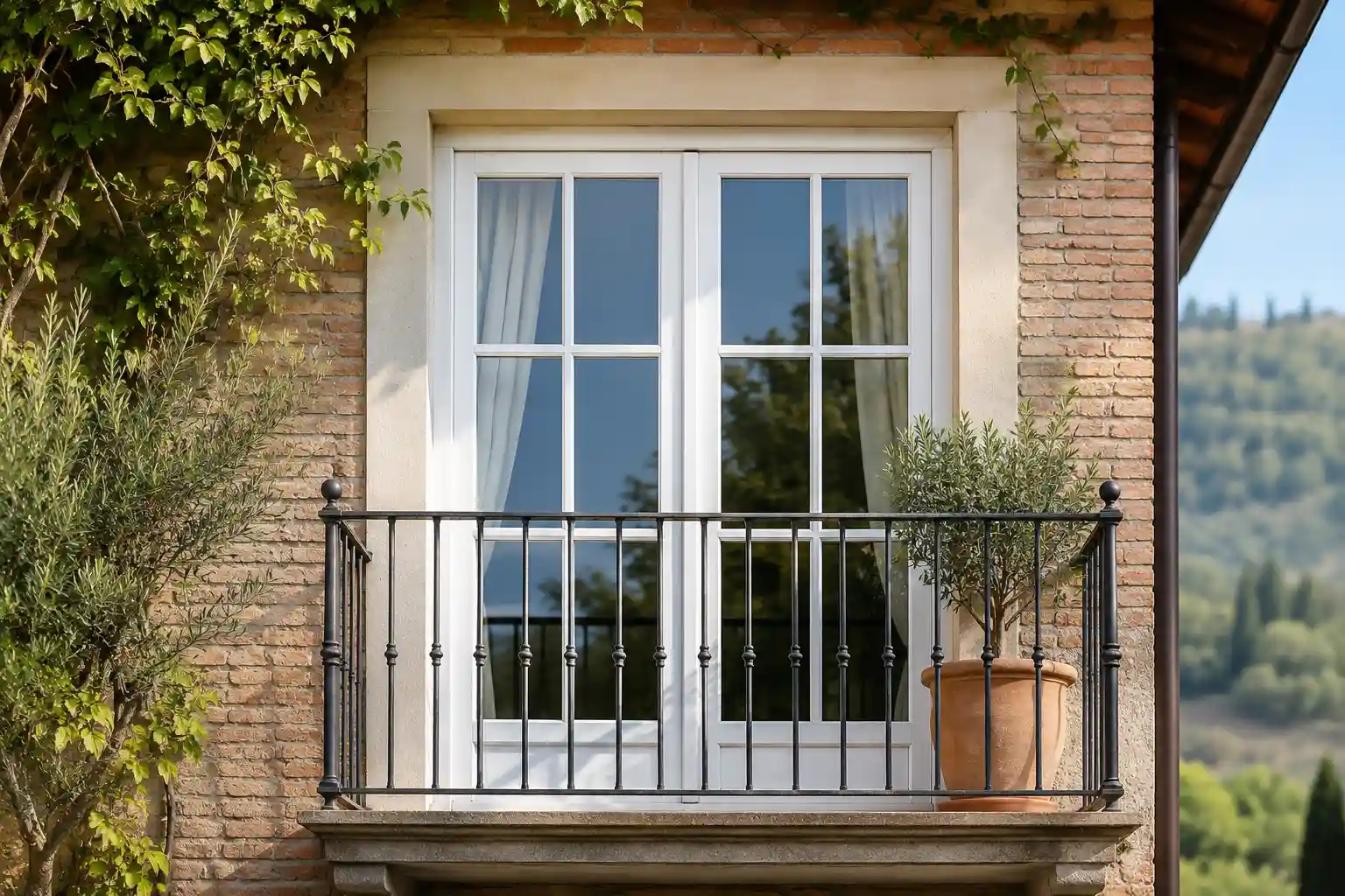 Balkontür mit Sprossen Balkontür mit klassischer Sprossen-Aufteilung im Landhausstil, ecowindow