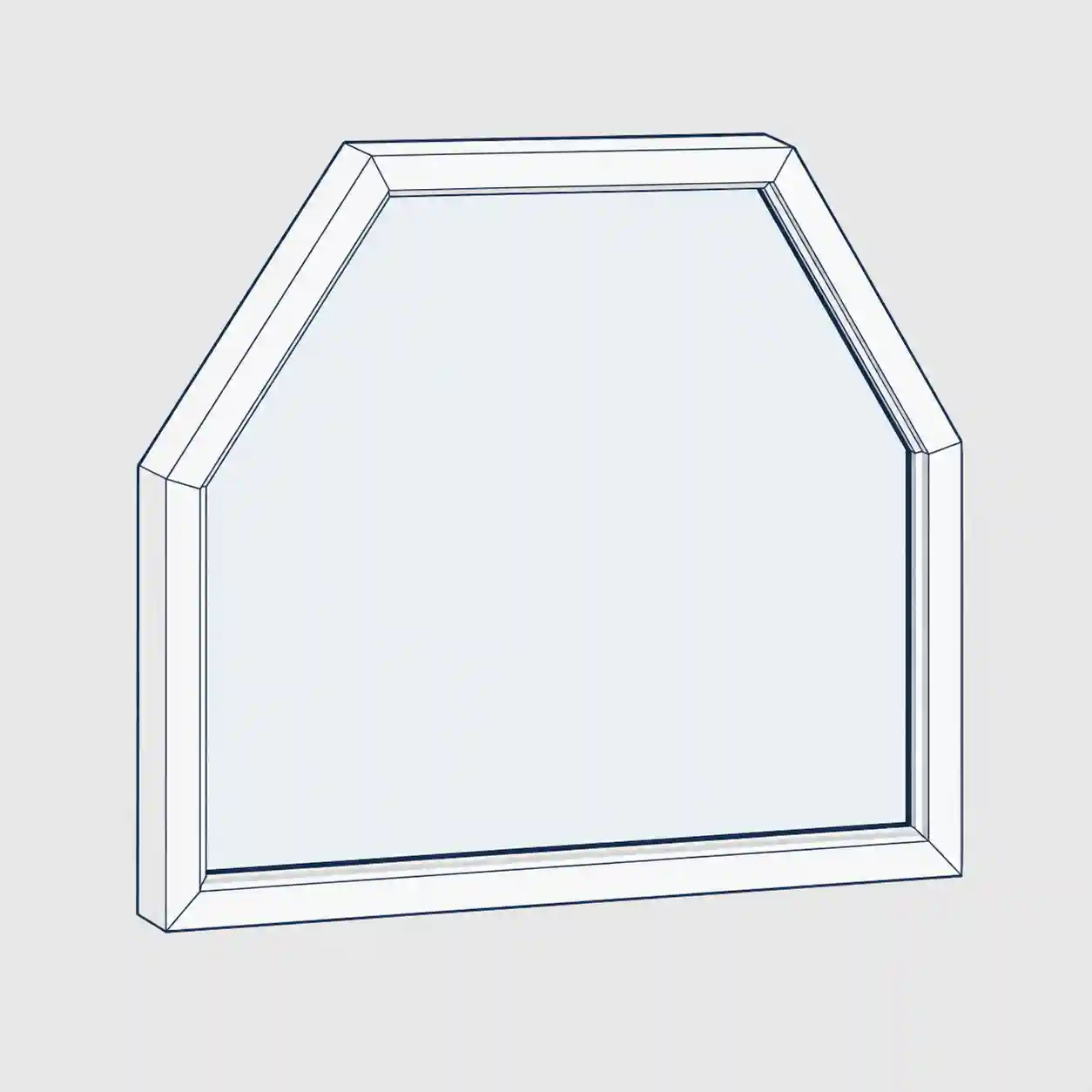 Skizze Sechseck-Schrägfenster symmetrisch mit zwei Schrägen von ecowindow