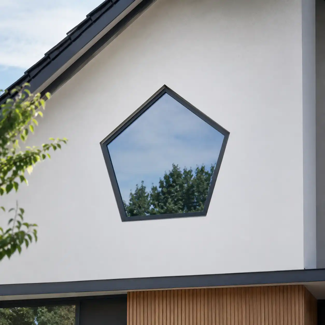 Schrägfenster als Festverglasung mit schlankem Rahmen von ecowindow