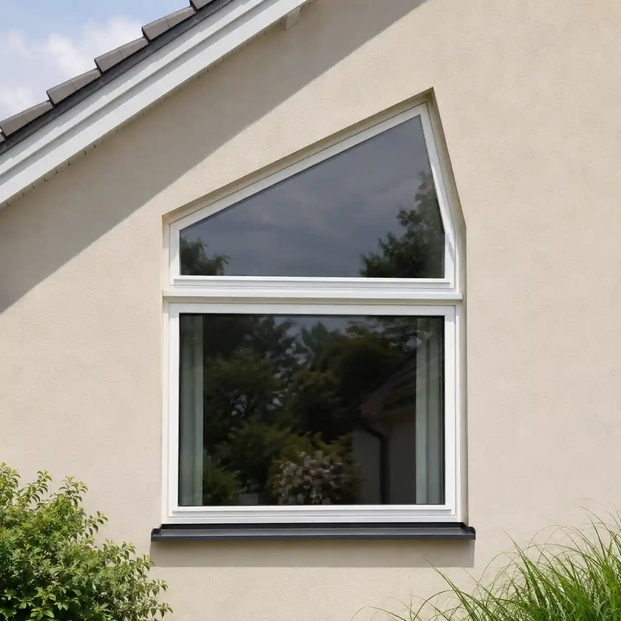 Rechteckfenster mit Schrägfenster als Oberlicht von ecowindow