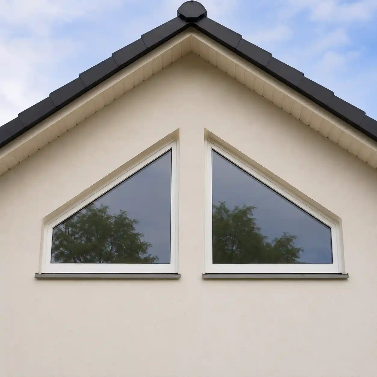 Zwei spiegelbildliche Schrägfenster symmetrisch von ecowindow
