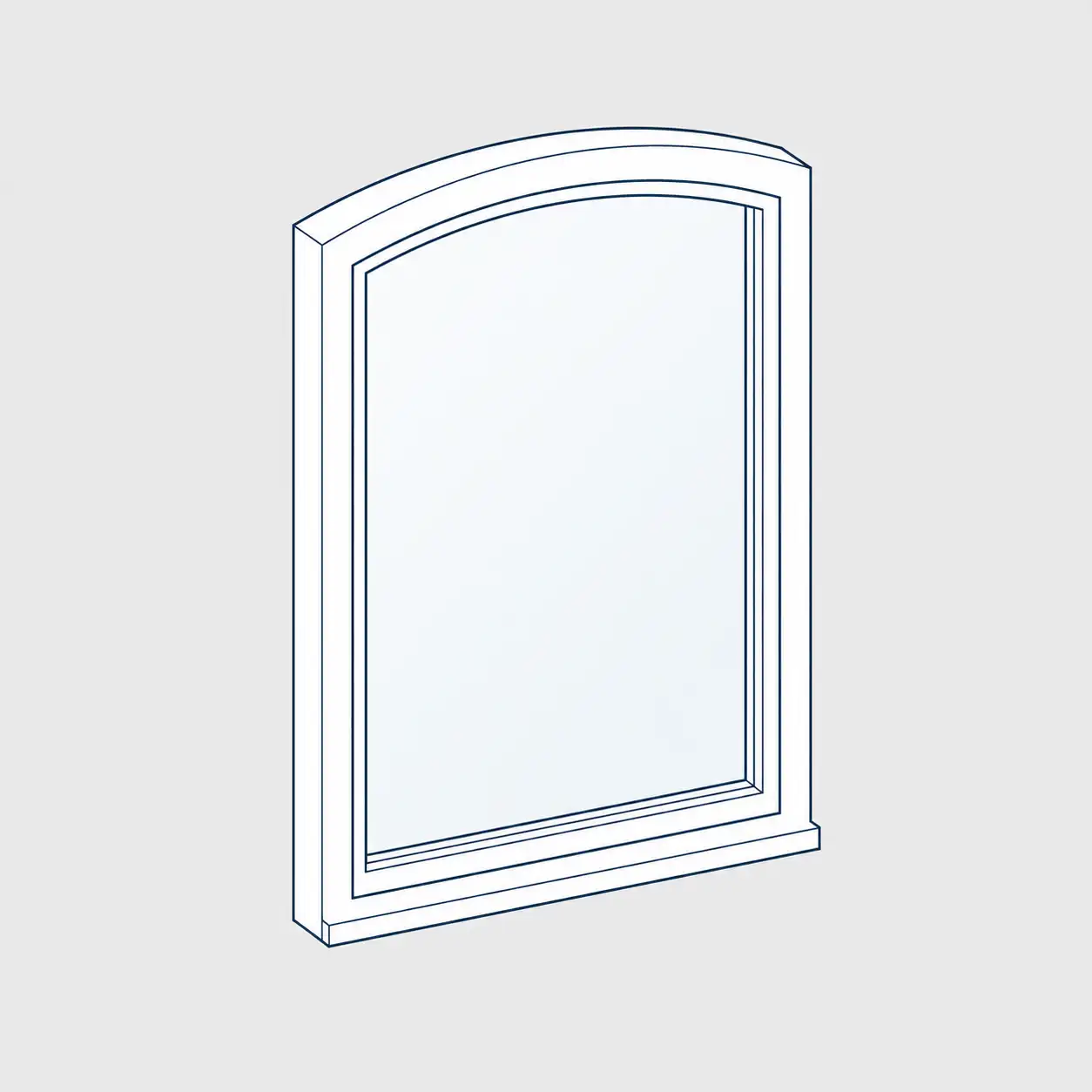 Skizze einflügeliges Segmentbogenfenster von ecowindow