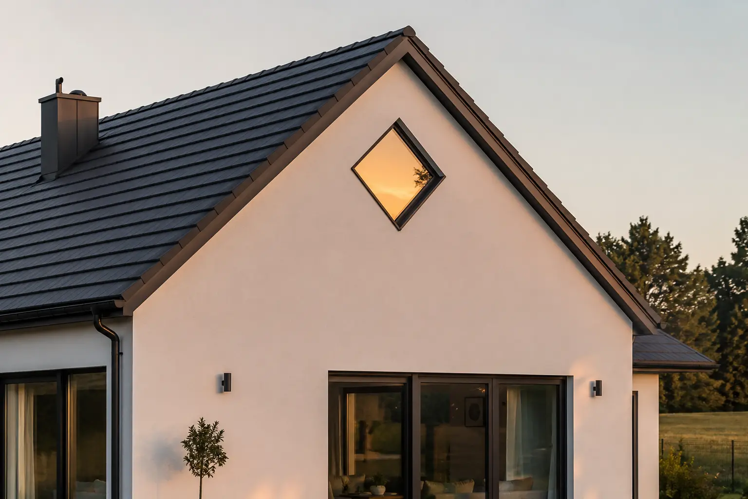 Rautenfenster als Blickfang im Hausgiebel von ecowindow