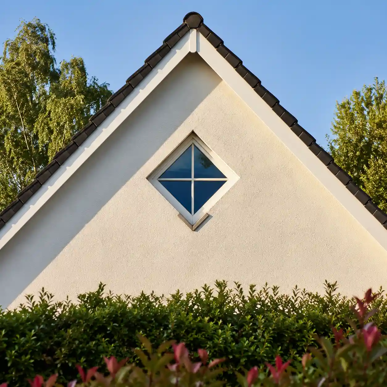 Rautenfenster als Akzent im Hausgiebel von ecowindow