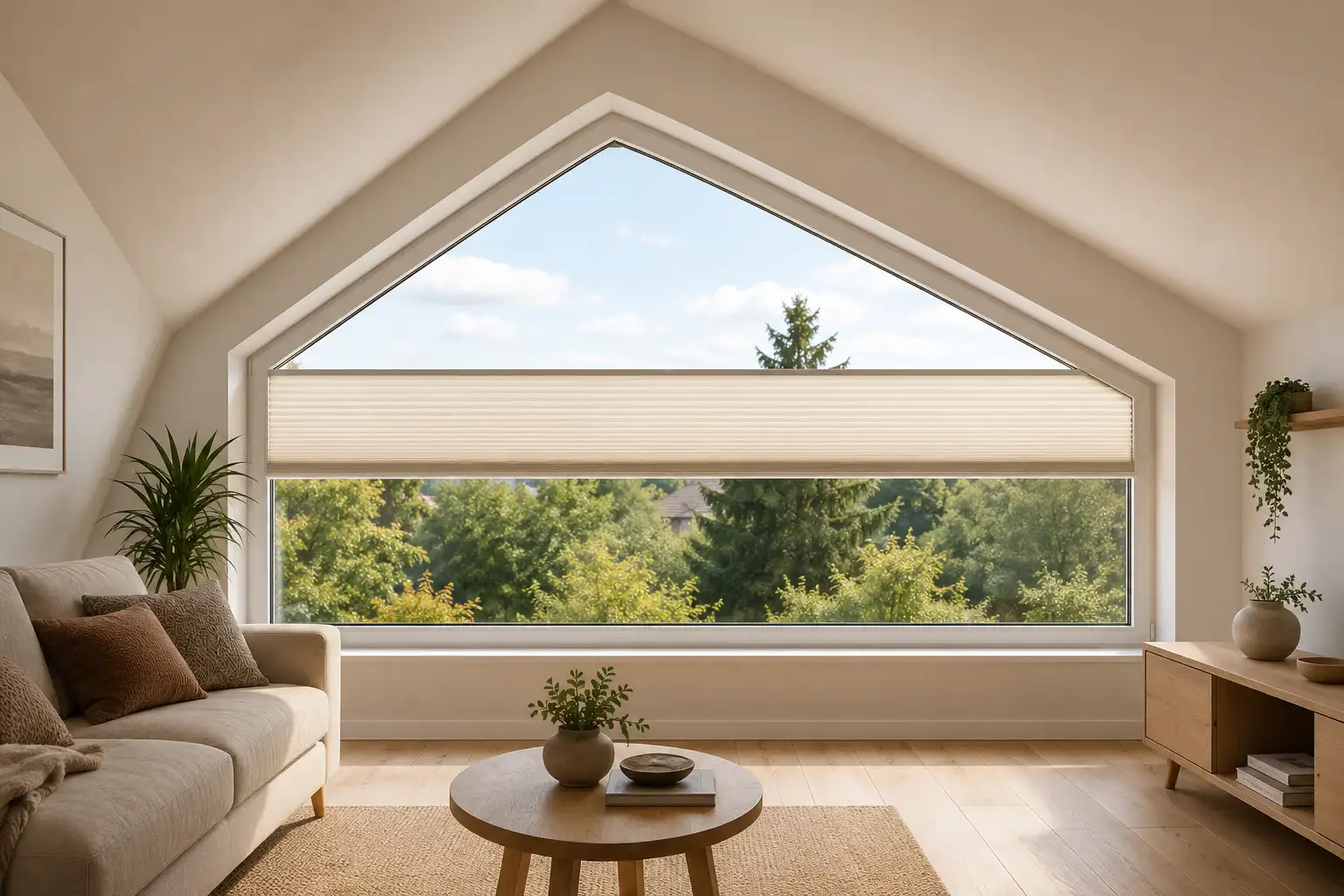 Trapezfenster als Lichtquelle im Hausgiebel von ecowindow