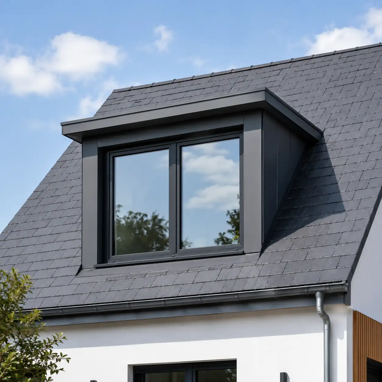 Schleppgaube mit rechteckigem Gaubenfenster