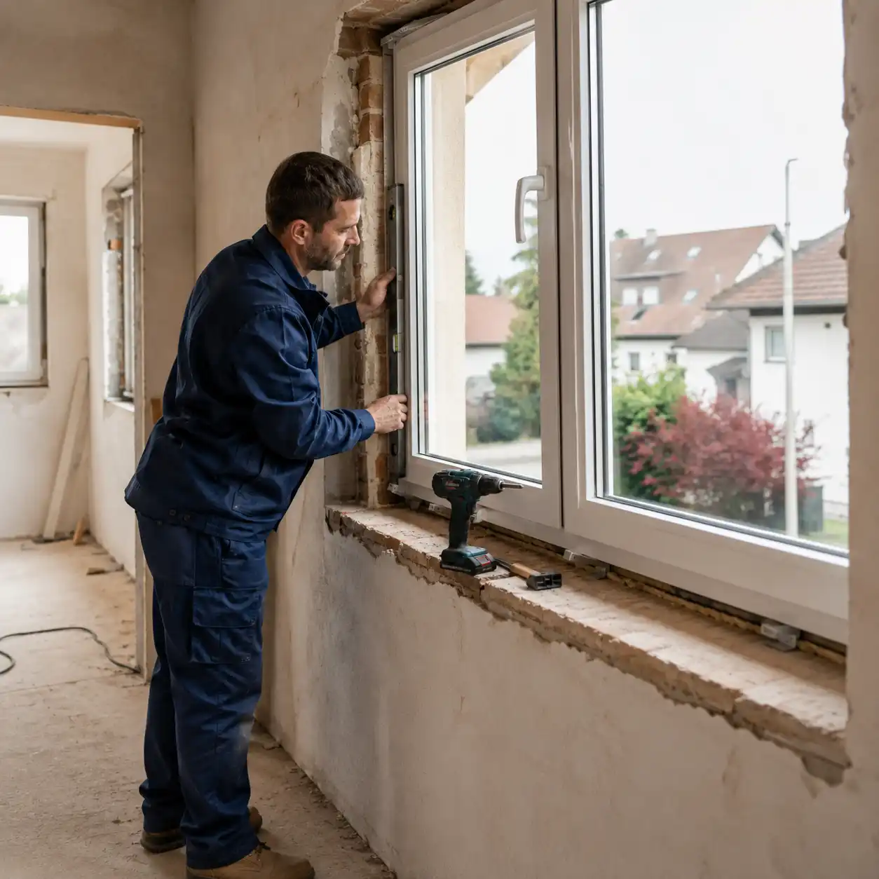 Monteur montiert Fenster ecowindow