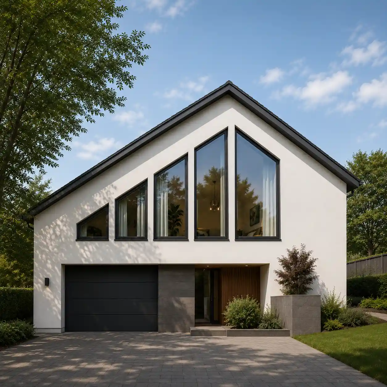 Mehrere Schrägfenster nebeneinander als Lichtband von ecowindow