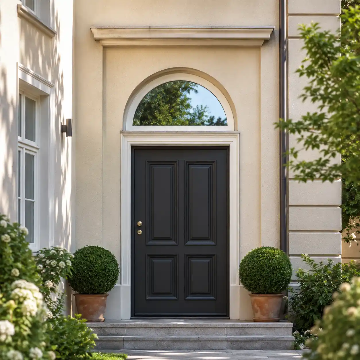 Halbkreisfenster als festverglastes Element ohne Öffnungsflügel von ecowindow