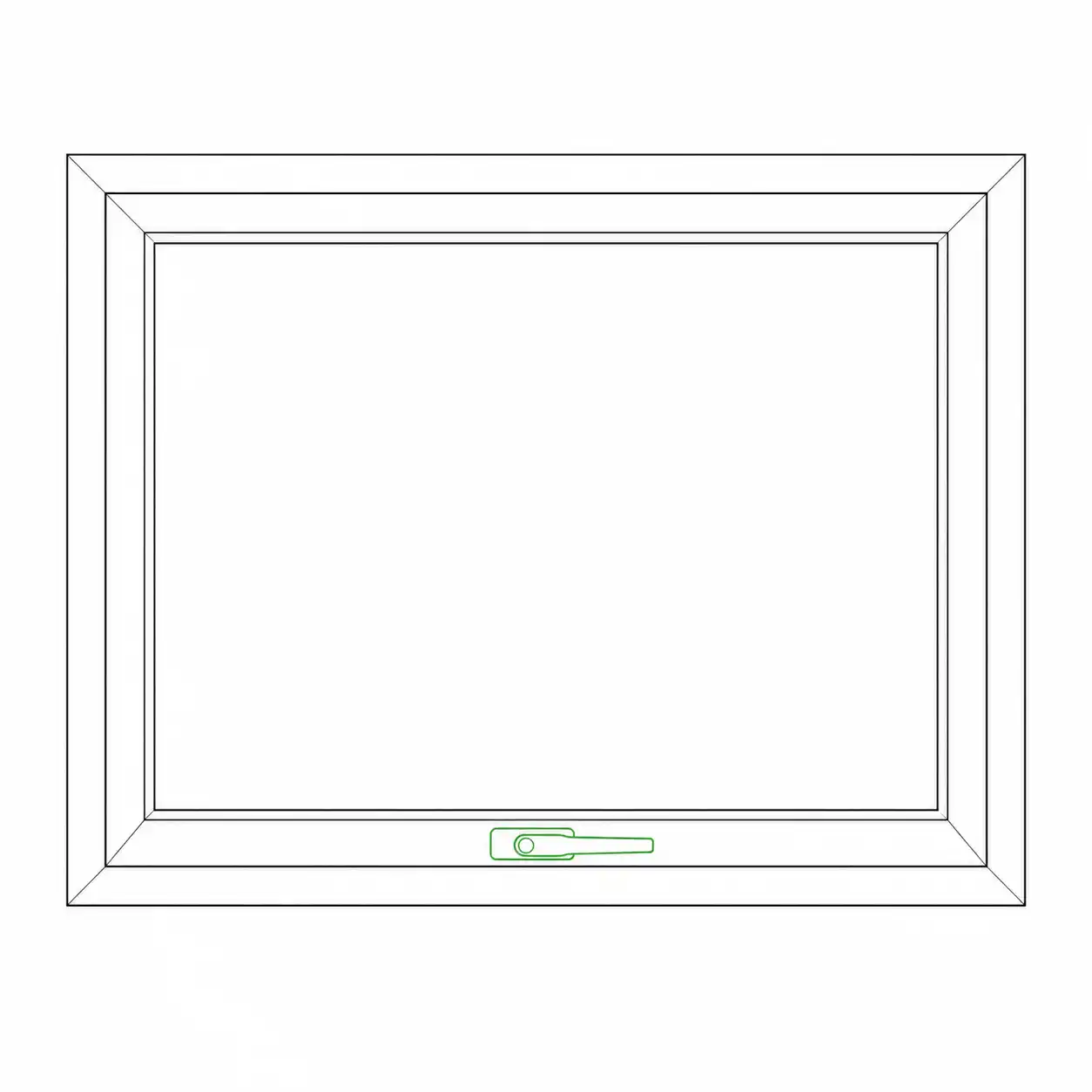 Skizze Klappfenster mit Griff am unteren Rahmen von ecowindow