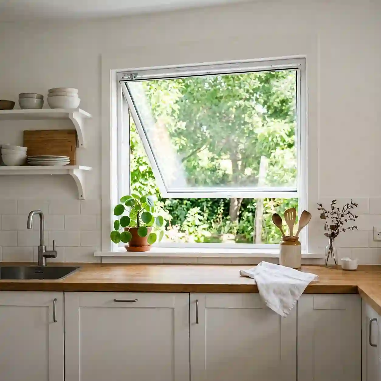 Klappfenster über Küchenzeile ohne stören in den Raum zu ragen von ecowindow
