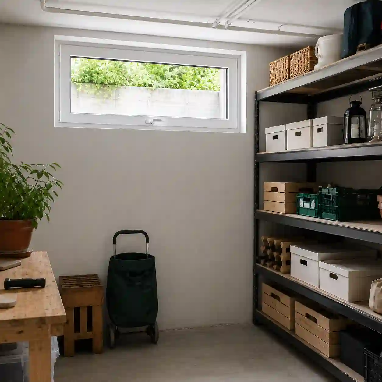 Klappfenster im Kellerraum für Belüftung von ecowindow