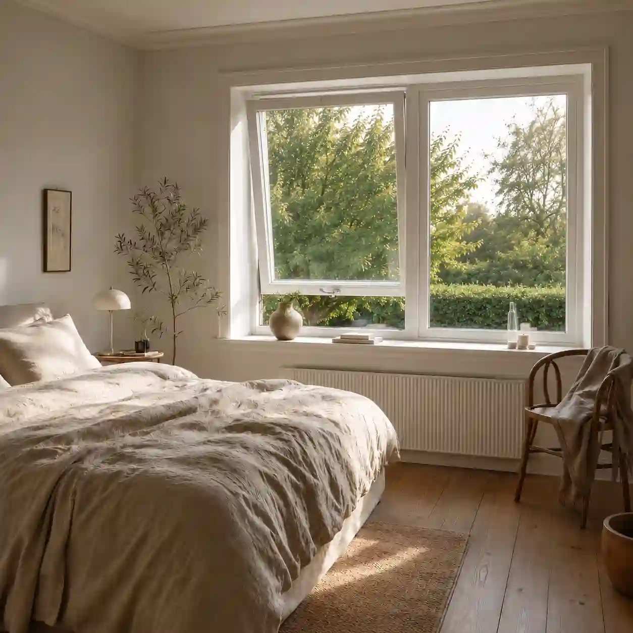 Klappfenster mit Sprossen in Landhaus Schlafzimmer skandinavischer Stil von ecowindow
