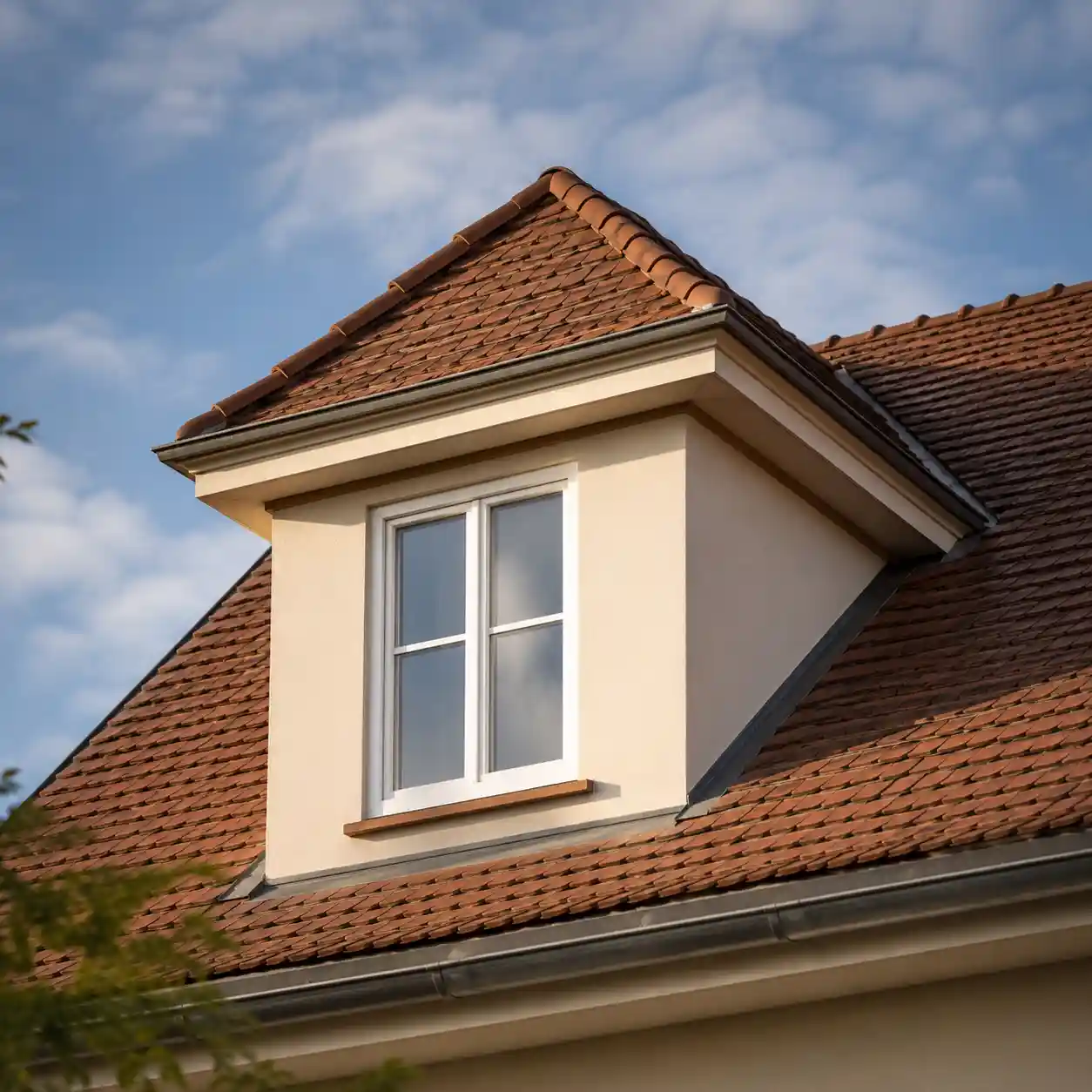 Gaubenfenster als senkrechtes Fenster in einer Dachgaube von ecowindow