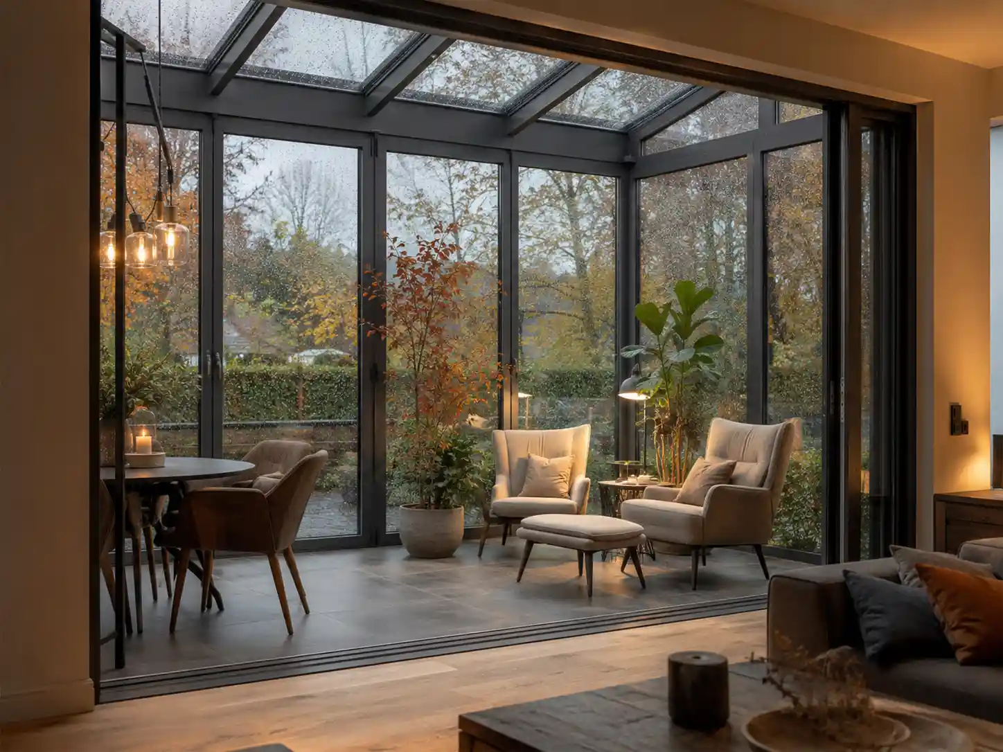Beheizter Wohnwintergarten mit 3-fach-Verglasung und Hebe-Schiebe-Tür von ecowindow