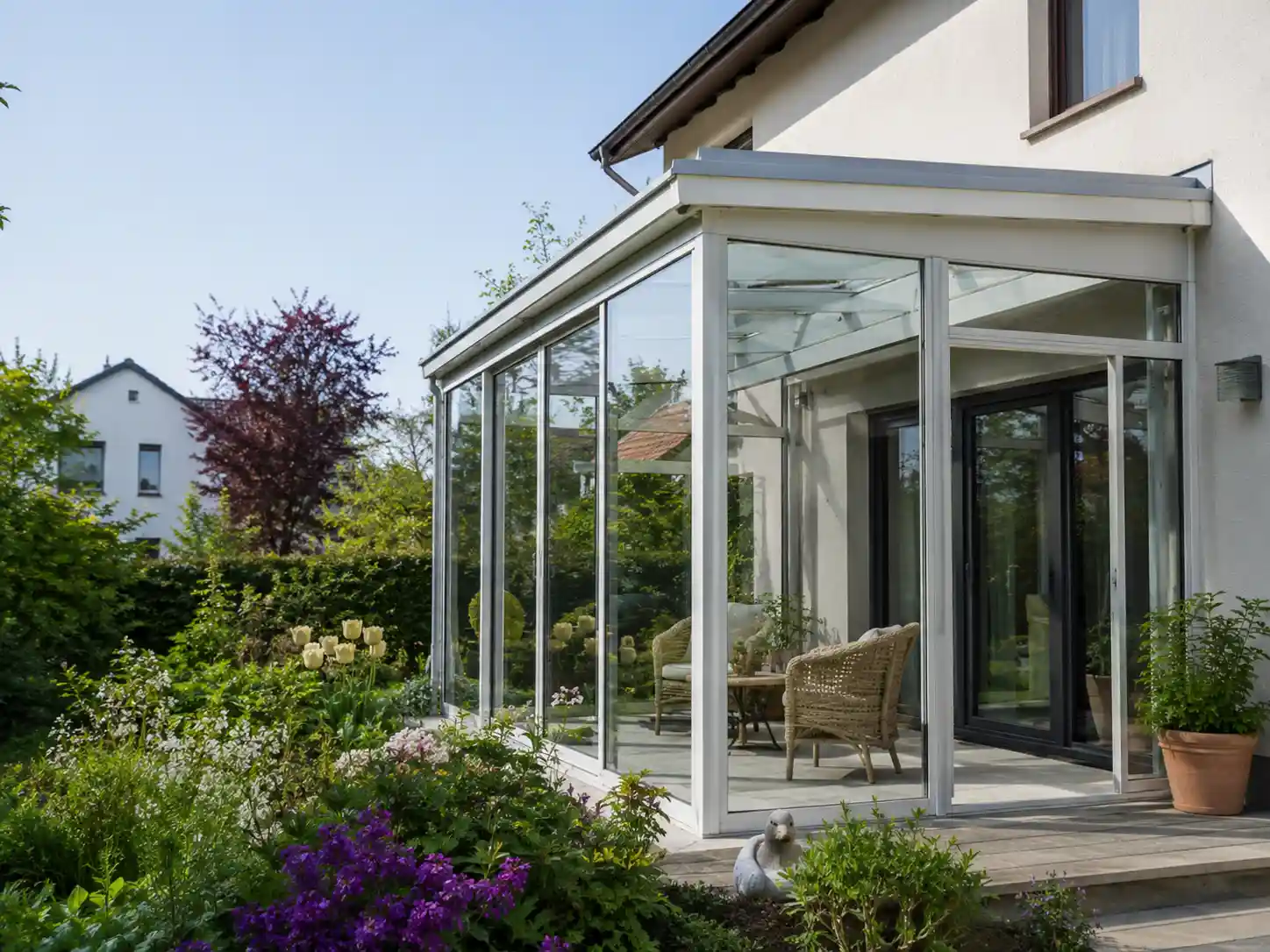 Unbeheizter Kaltwintergarten als saisonaler Anbau mit 2-fach-Verglasung von ecowindow