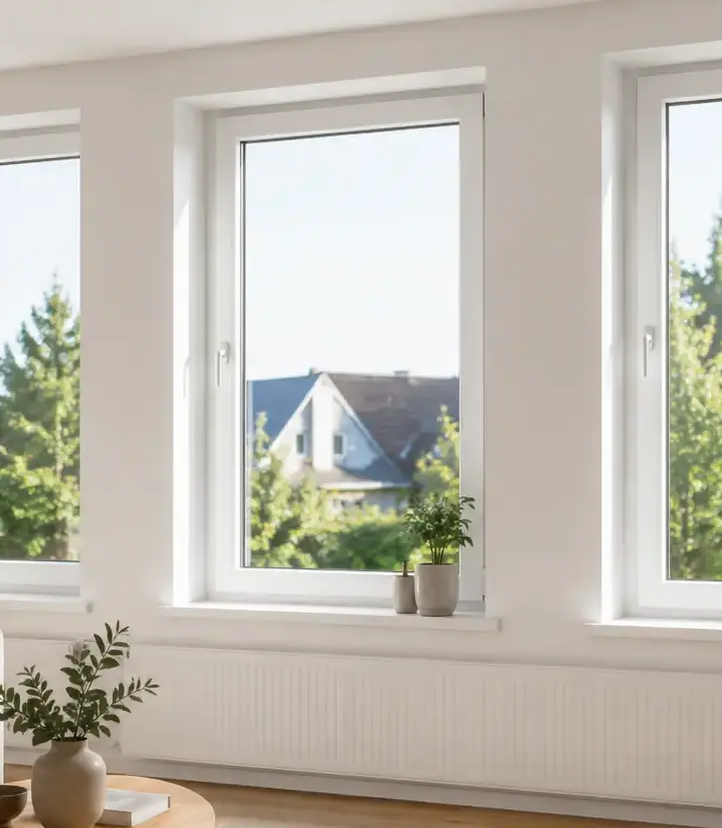 Fertig eingebaute Kunststofffenster im Wohnraum ecowindow