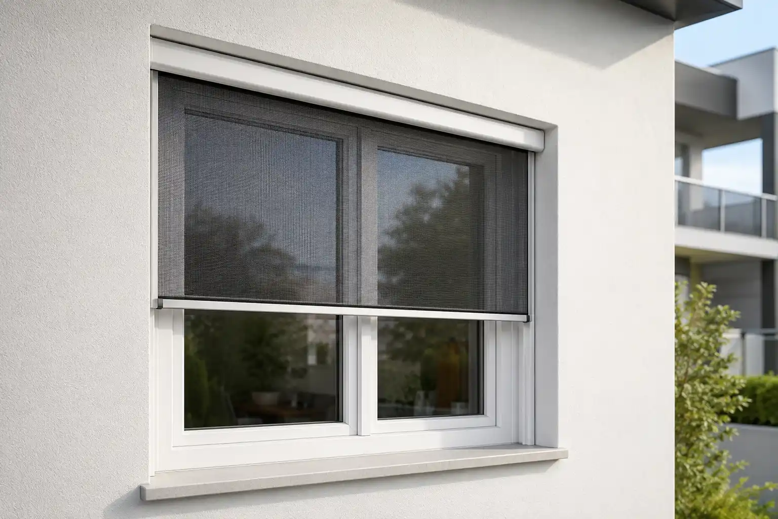 Fenster mit Insektenschutzrollo ecowindow