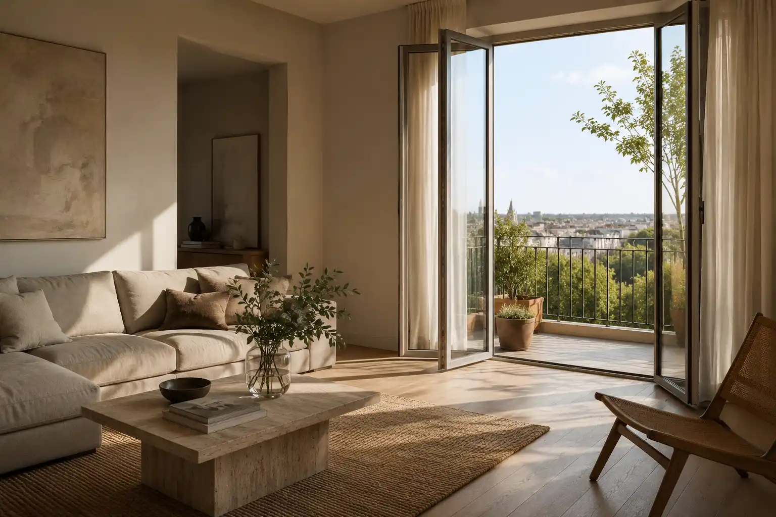 Bodentiefe Balkontür mit Panoramablick, gebaut von ecowindow