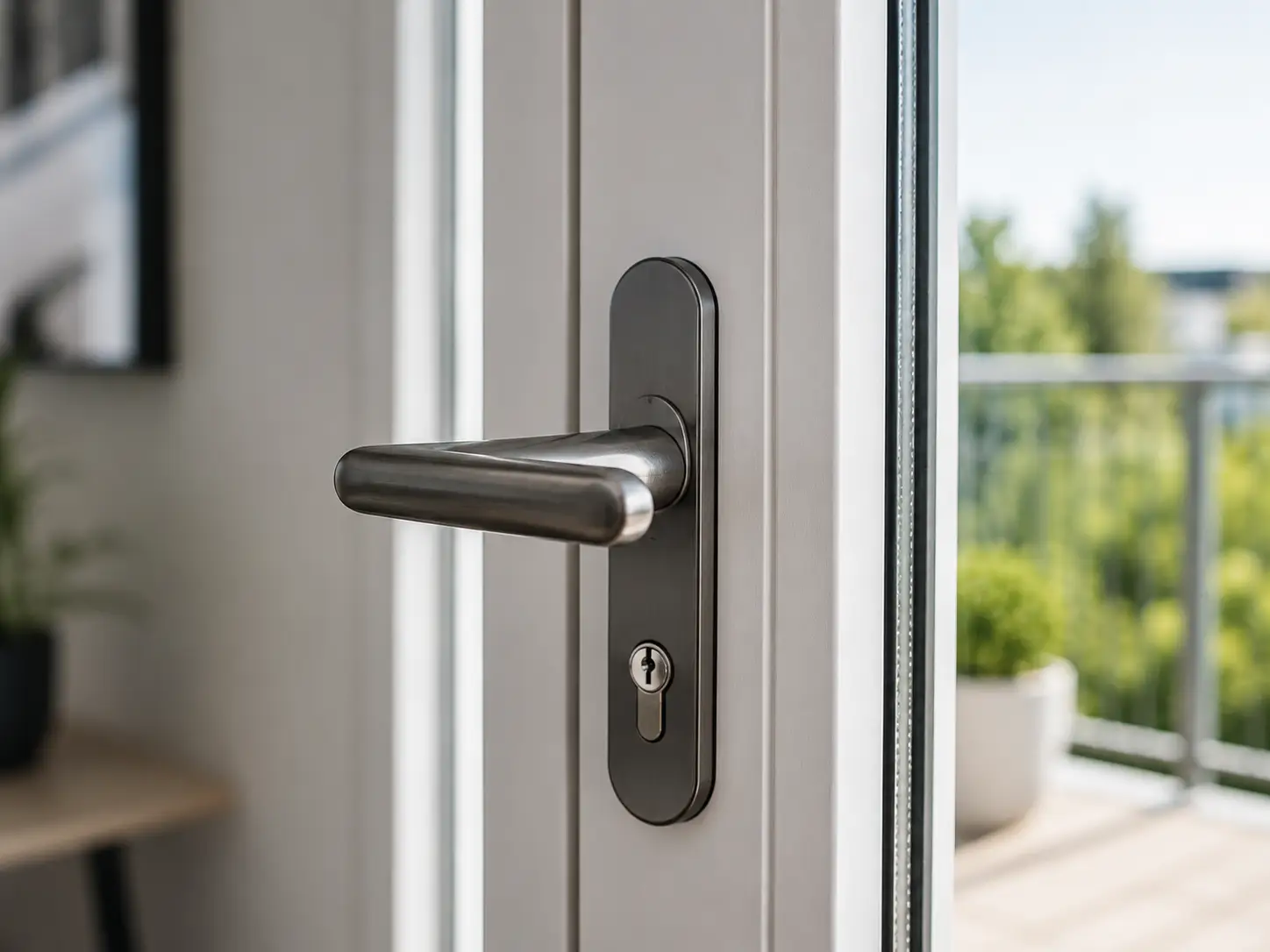 Balkontür mit Schloss und Zylinder, ecowindow
