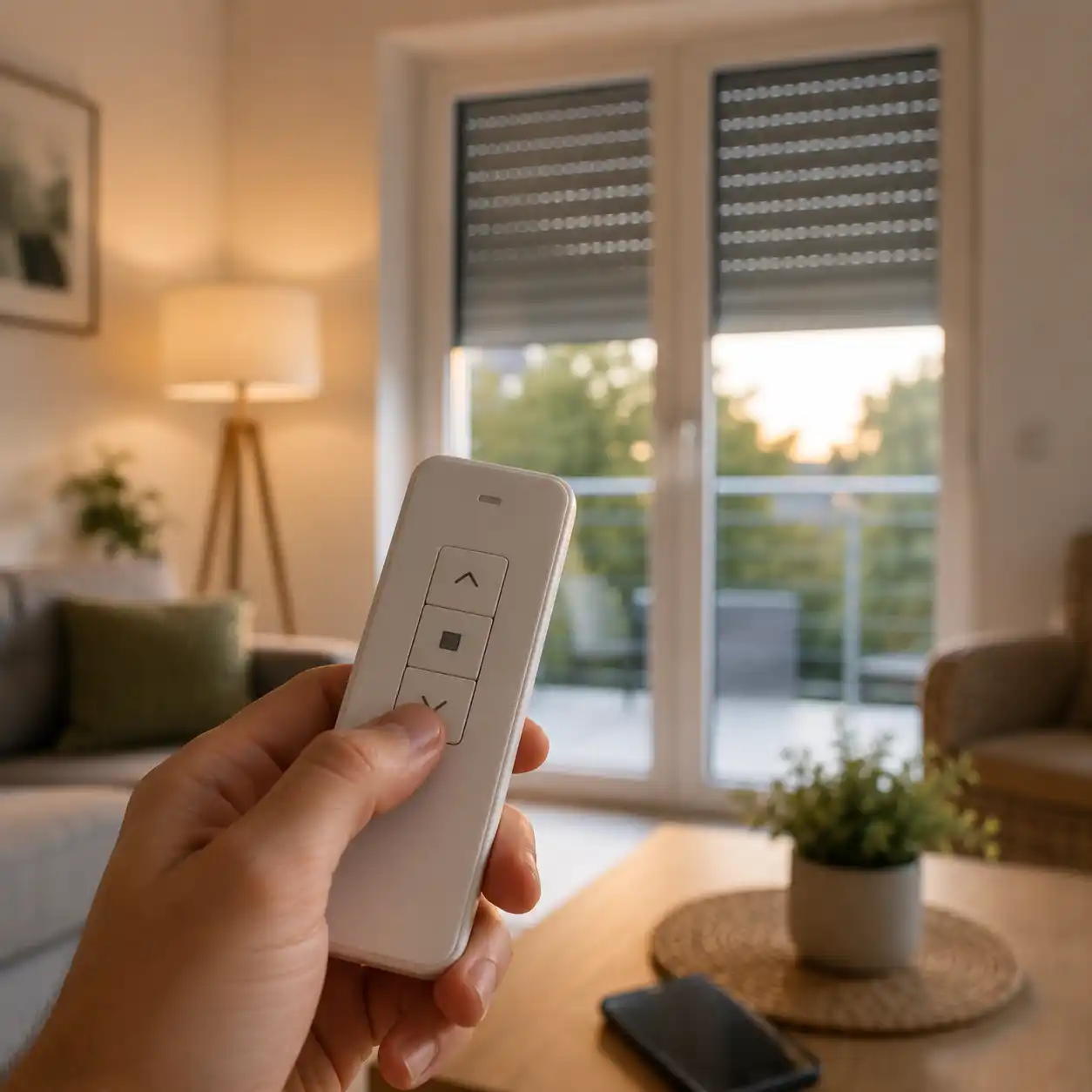 Rollladen der Balkontür per Fernbedienung und App am Handy steuern, ecowindow