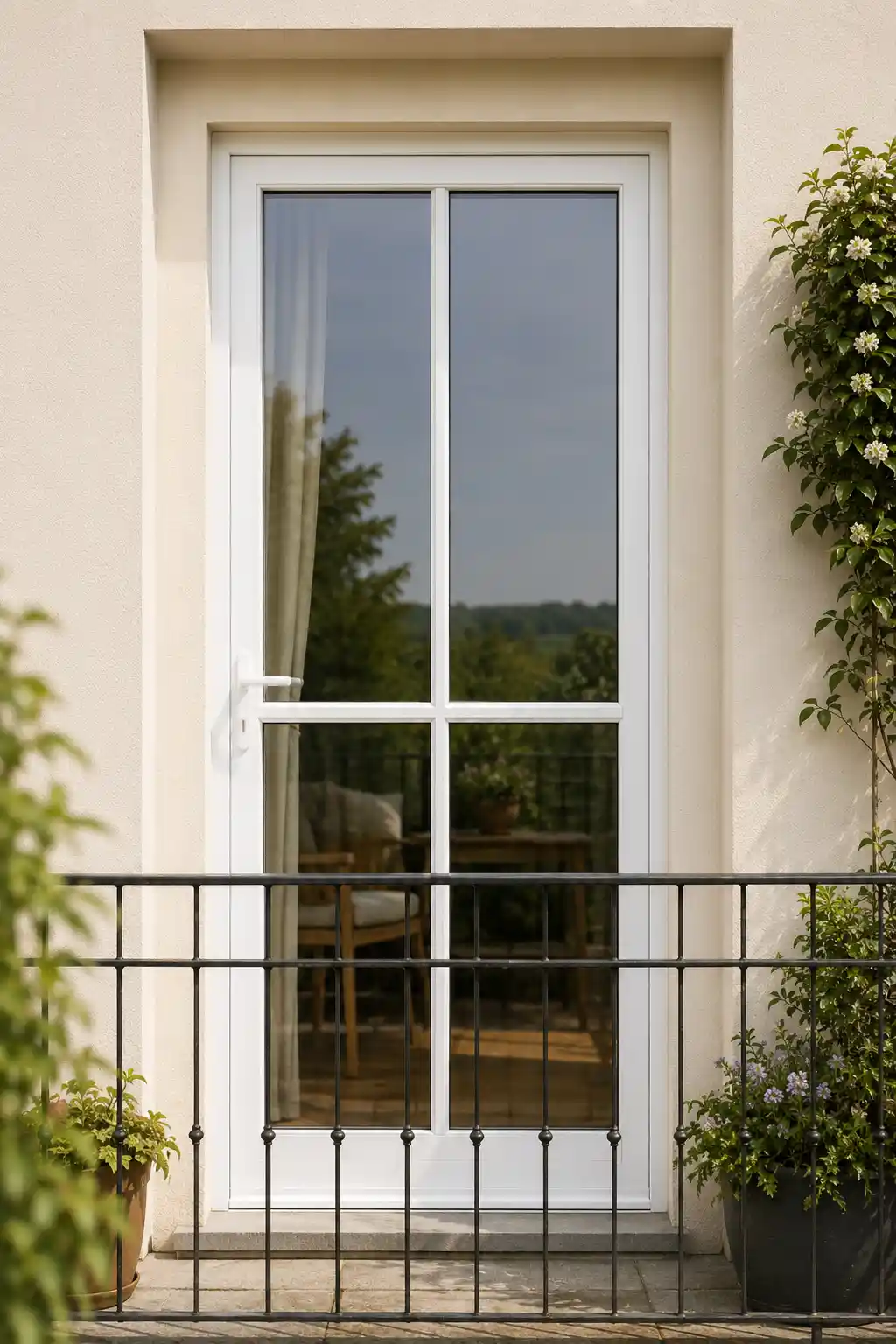 4-Feld Kolonial Sprossenmuster Balkontür mit 4-Feld Sprossen-Aufteilung im Kolonialstil, ecowindow