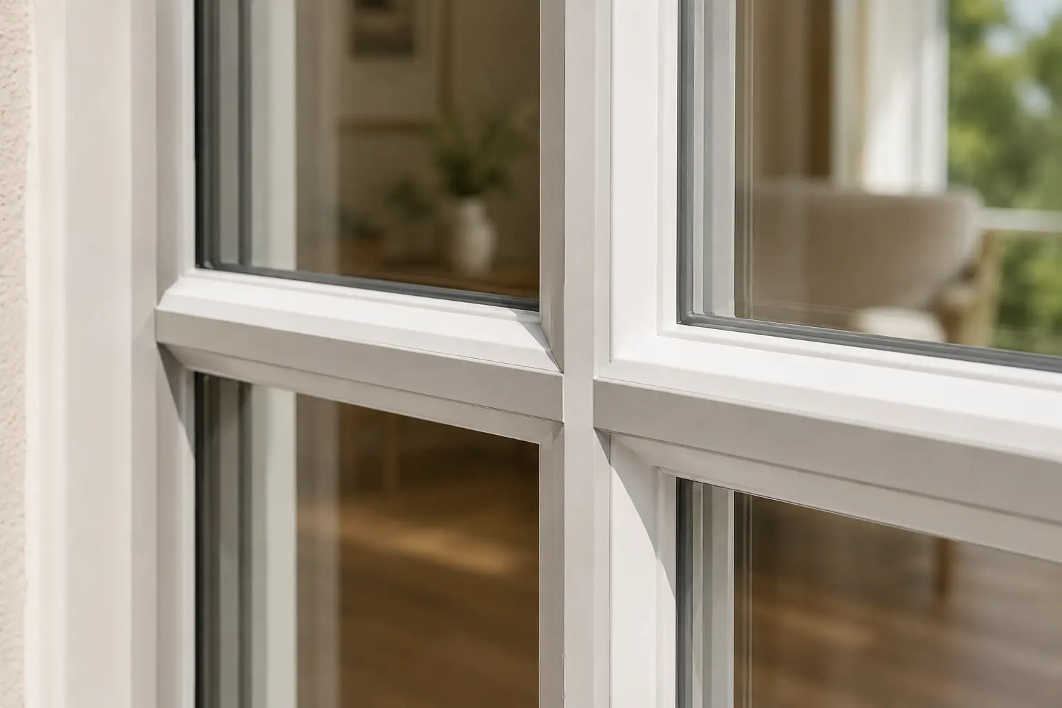 Sprossen-Detail Farbe und Breite Nahaufnahme einer Balkontür-Sprosse mit sichtbarer Breite und Farbabstimmung, ecowindow