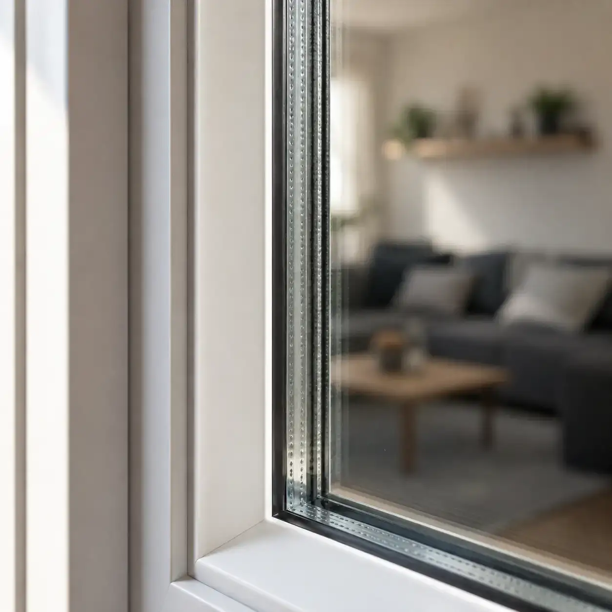 Floatglas als klare Isolierglasscheibe im Fensterrahmen bei ecowindow