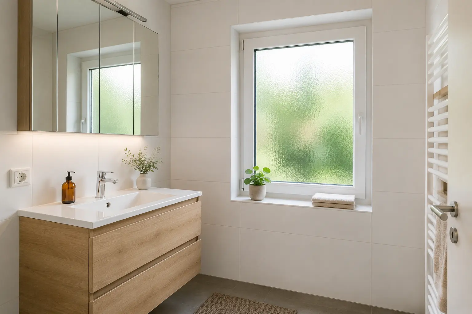 Badfenster mit Chinchilla Glas Badezimmerfenster mit Chinchilla Glas von ecowindow