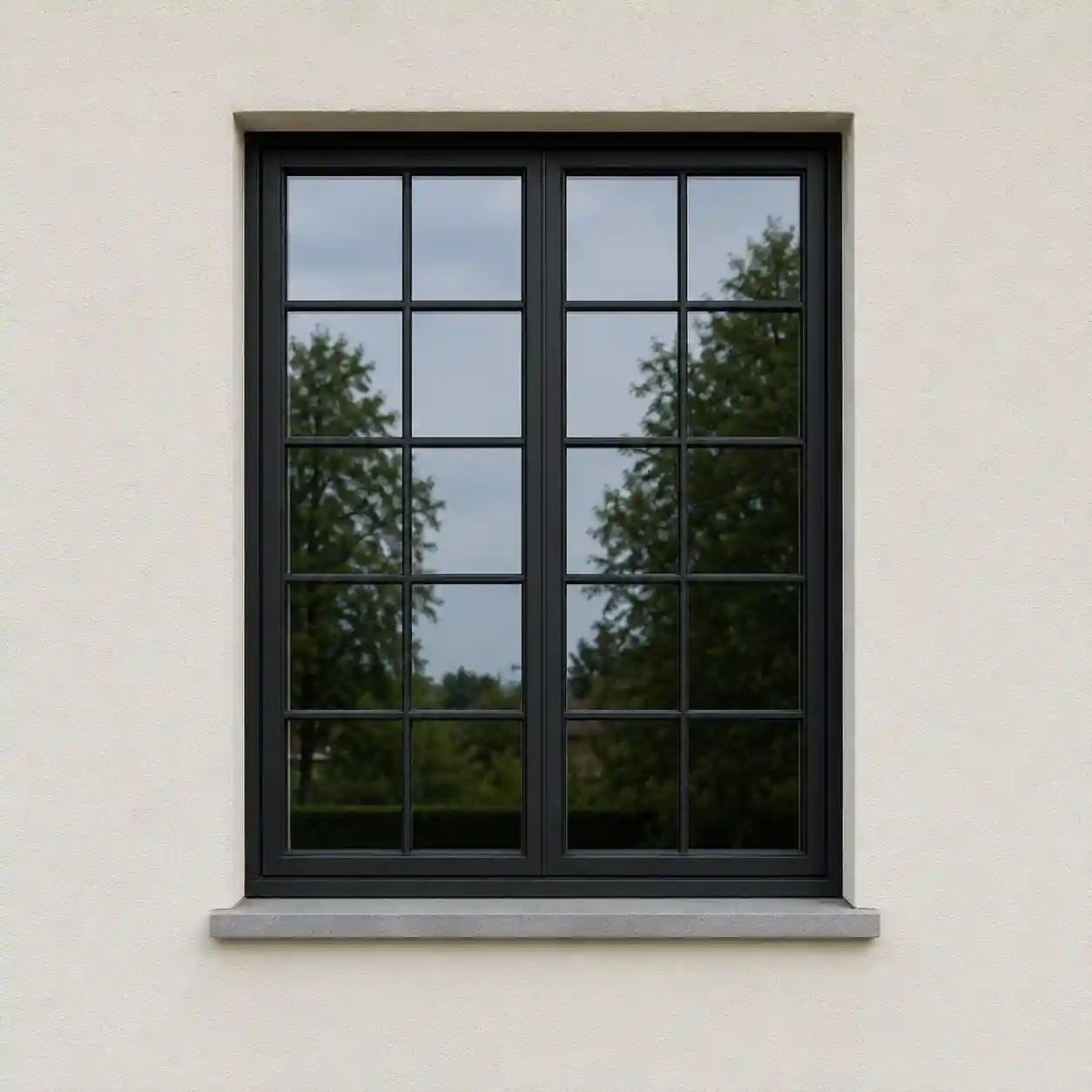 Stahlfenster in Schwarz mit schmalen Profilen von ecowindow