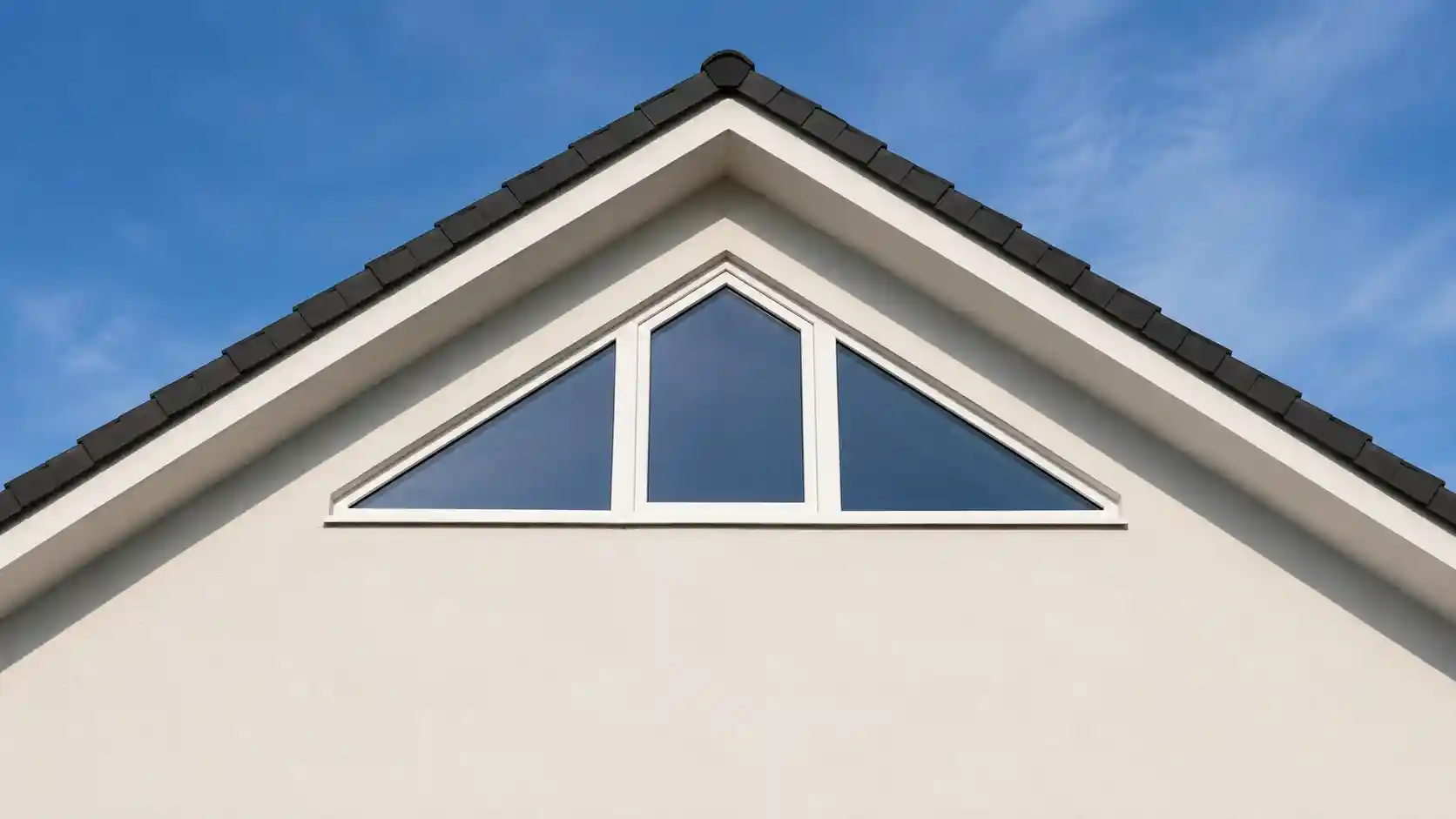Dreiecksfenster im Giebel als Hausfenster in Sonderform von ecowindow