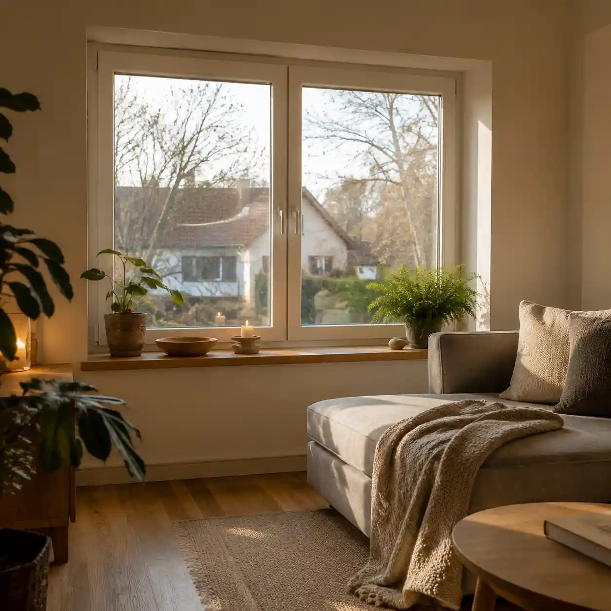 Wohnliches Zimmer mit hellem Wohnraumfenster nach Mass von ecowindow
